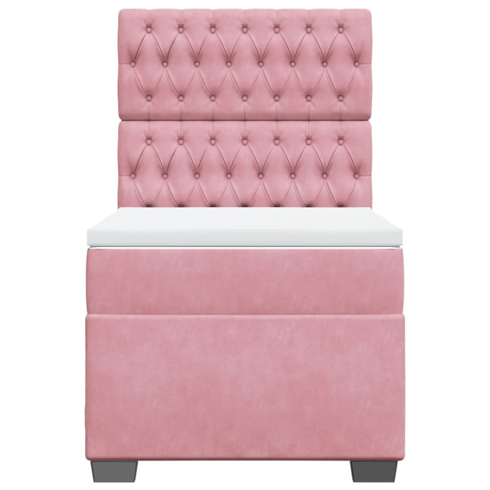 Produktbild för Ramsäng med madrass rosa 80x200 cm sammet