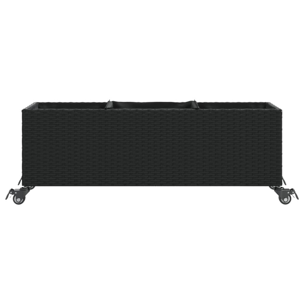 Produktbild för Odlingslådor med hjul 2 st svart 107x32x38 cm konstrotting