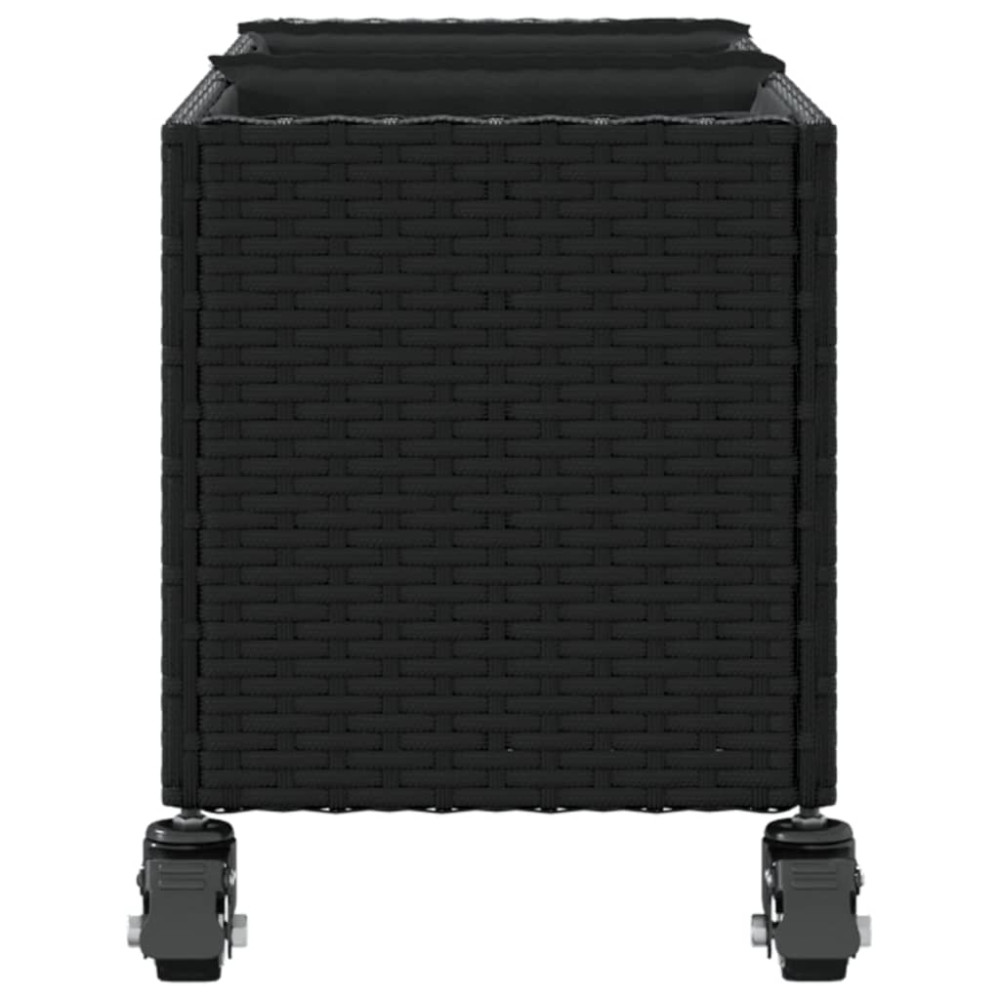 Produktbild för Odlingslådor med hjul 2 st svart 107x32x38 cm konstrotting