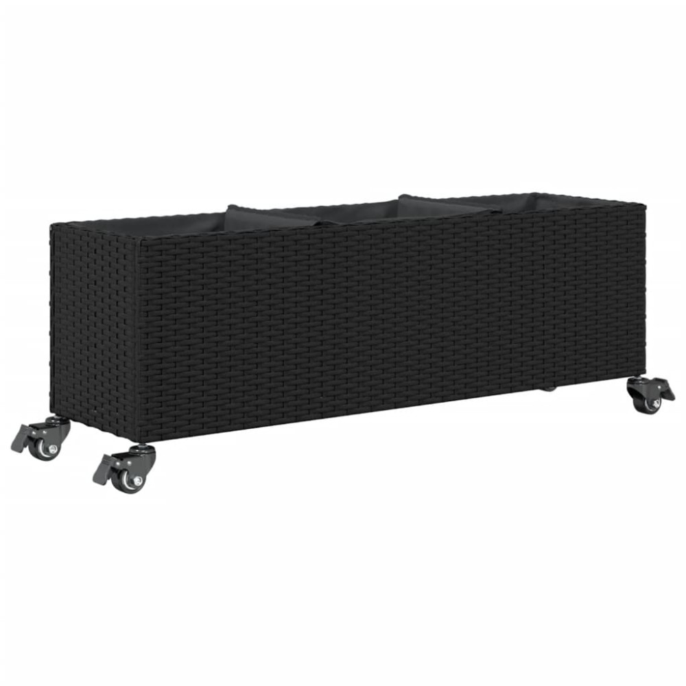 Produktbild för Odlingslådor med hjul 2 st svart 107x32x38 cm konstrotting