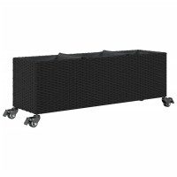 Produktbild för Odlingslådor med hjul 2 st svart 107x32x38 cm konstrotting