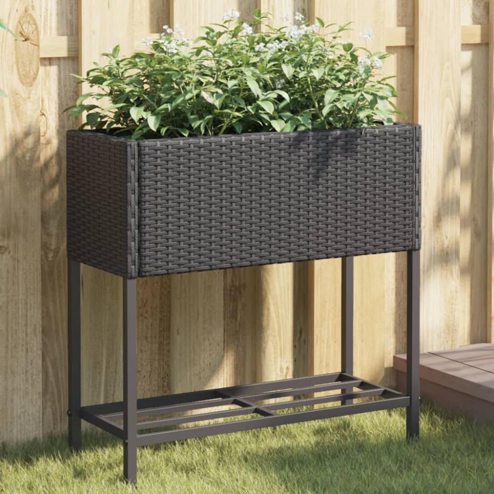 Produktbild för Odlingslådor med hylla 2 st svart 70x28x70 cm konstrotting