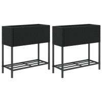 Produktbild för Odlingslådor med hylla 2 st svart 70x28x70 cm konstrotting