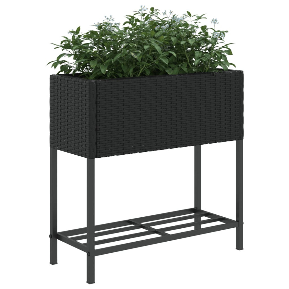 Produktbild för Odlingslådor med hylla 2 st svart 70x28x70 cm konstrotting