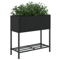 Produktbild för Odlingslådor med hylla 2 st svart 70x28x70 cm konstrotting