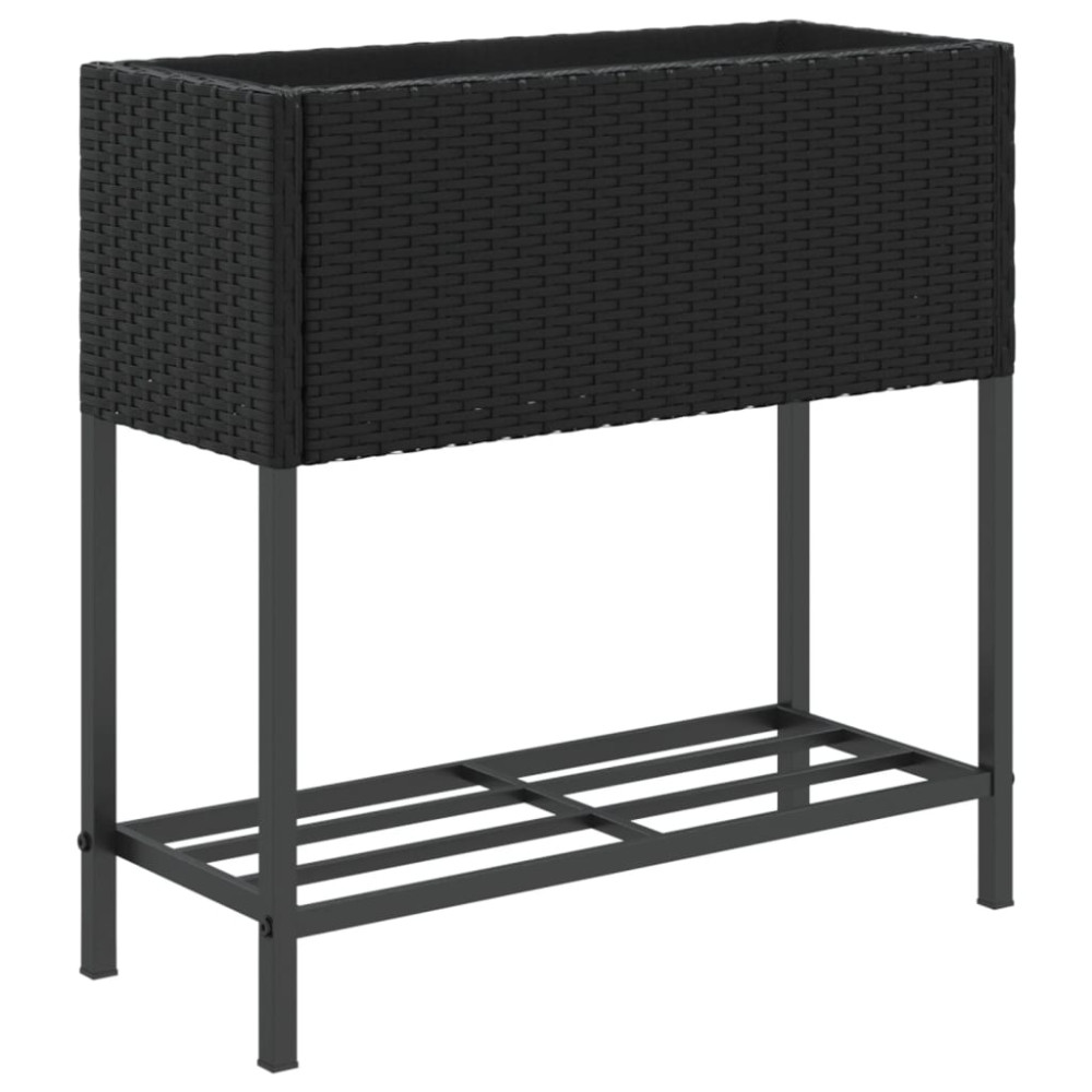 Produktbild för Odlingslådor med hylla 2 st svart 70x28x70 cm konstrotting