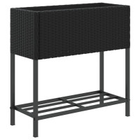 Produktbild för Odlingslådor med hylla 2 st svart 70x28x70 cm konstrotting
