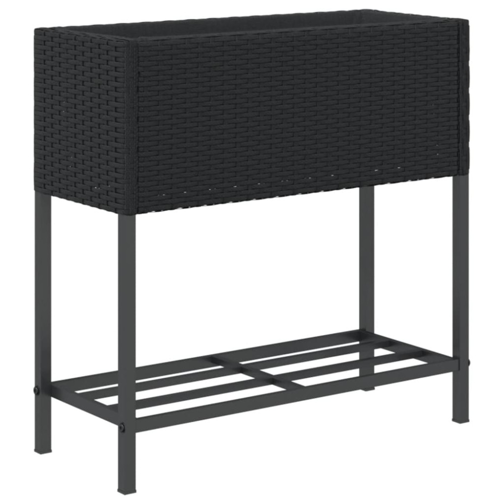Produktbild för Odlingslådor med hylla 2 st svart 70x28x70 cm konstrotting