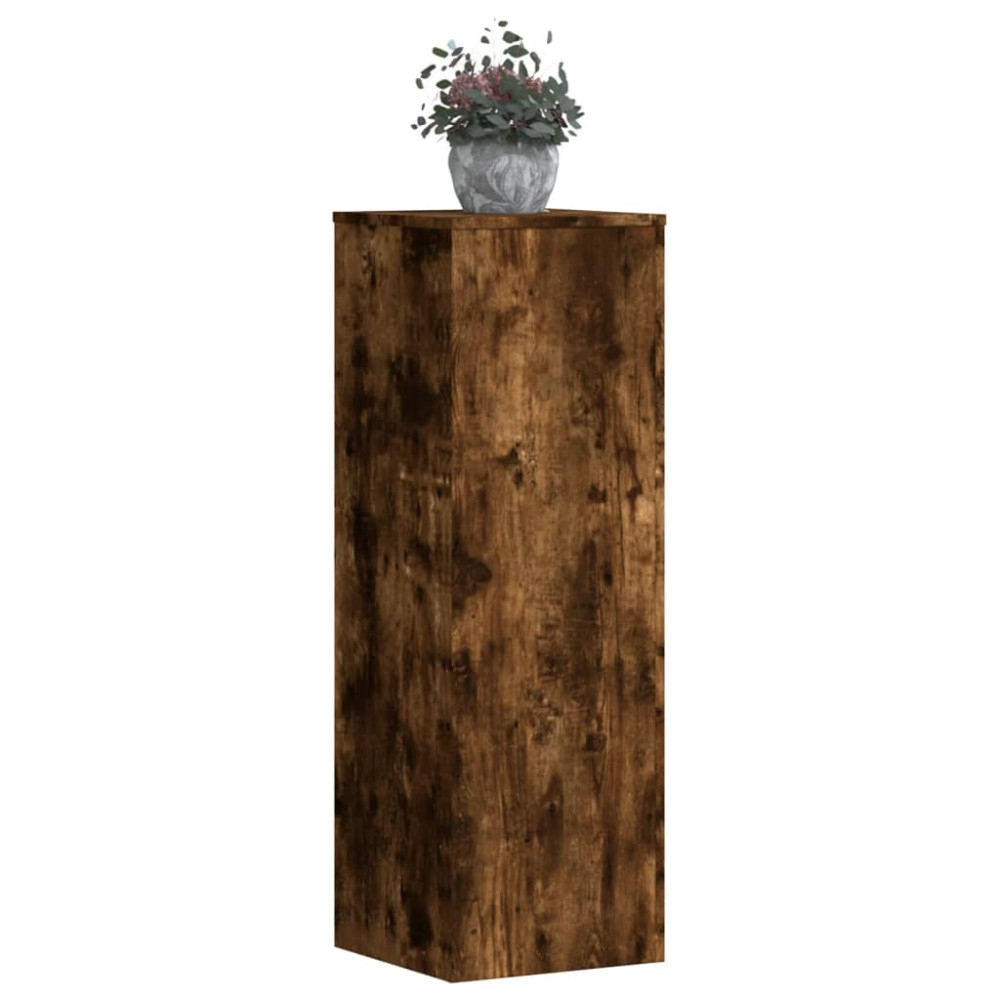 Produktbild för Växtställ rökfärgad ek 33x33x100 cm konstruerat trä
