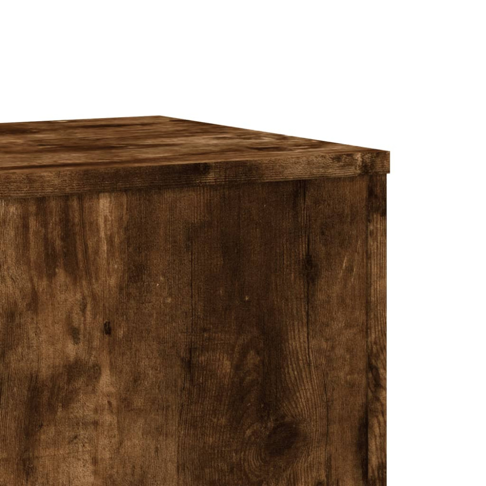 Produktbild för Växtställ rökfärgad ek 33x33x100 cm konstruerat trä