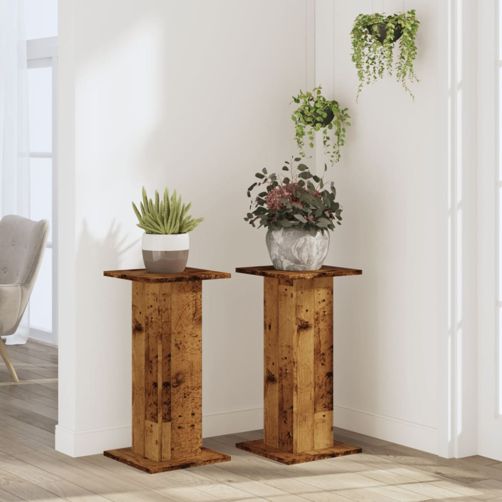 Produktbild för Växtställ 2 st åldrat trä 30x30x60 cm konstruerat trä