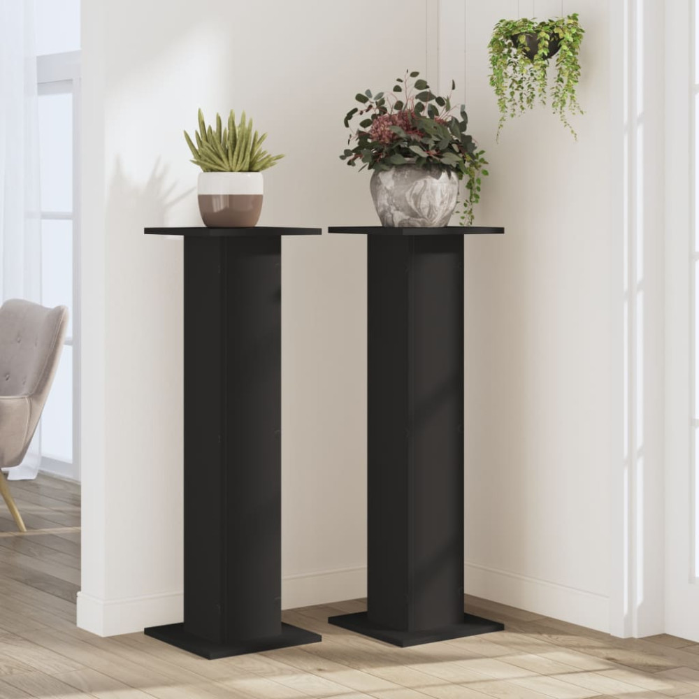 Produktbild för Växtställ 2 st svart 30x30x95 cm konstruerat trä