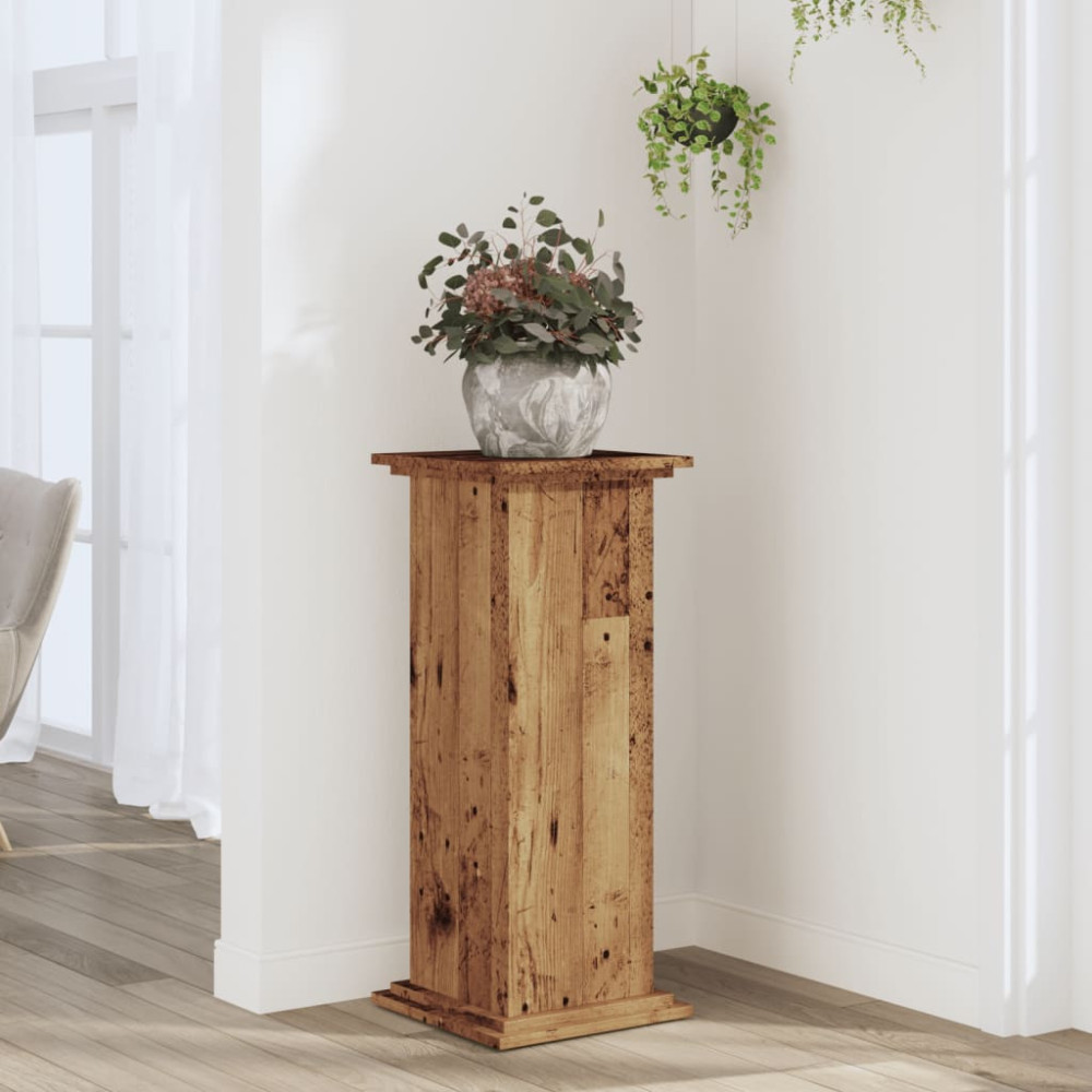 Produktbild för Växtställ åldrat trä 33x33x80 cm konstruerat trä