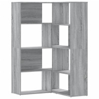 Produktbild för Bokhylla hörn 4 hyllplan grå sonoma 85x85x140cm konstruerat trä