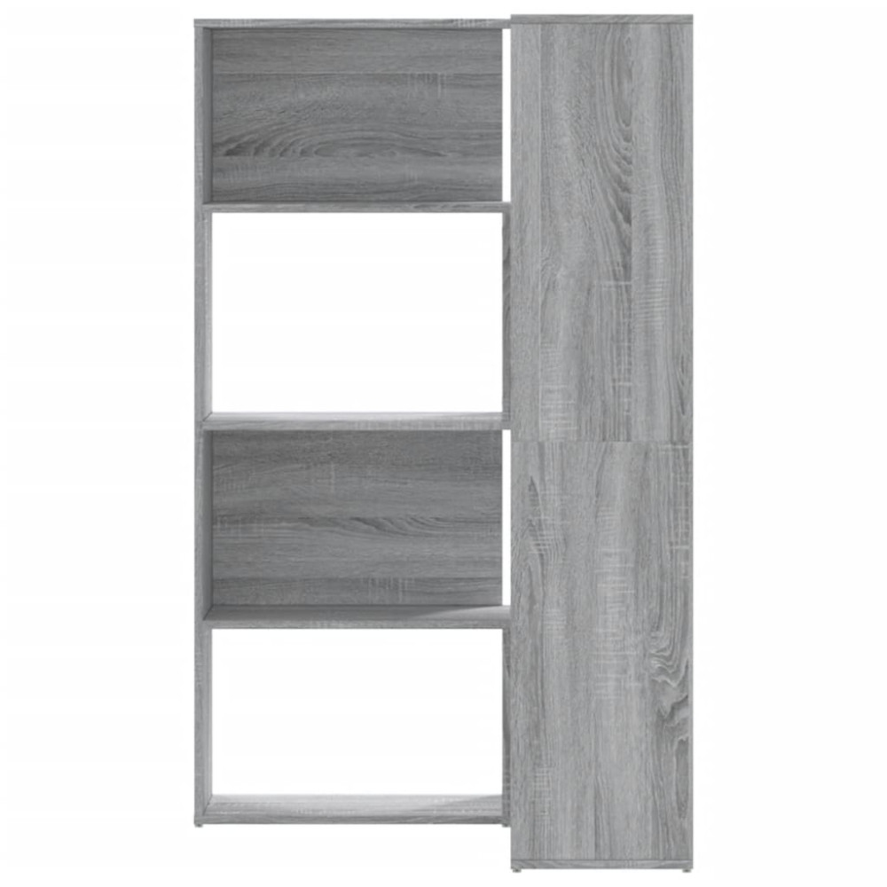 Produktbild för Bokhylla hörn 4 hyllplan grå sonoma 85x85x140cm konstruerat trä