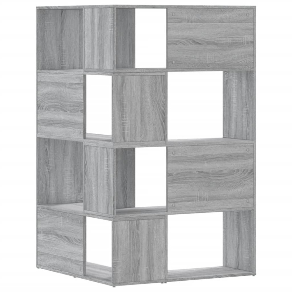 Produktbild för Bokhylla hörn 4 hyllplan grå sonoma 85x85x140cm konstruerat trä