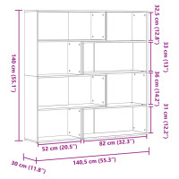 Produktbild för Bokhylla hörn 4 hyllplan grå sonoma 85x85x140cm konstruerat trä