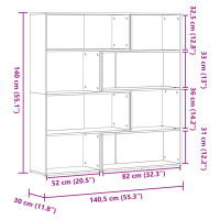 Produktbild för Bokhylla hörn 4 hyllplan åldrat trä 85x85x140cm konstruerat trä