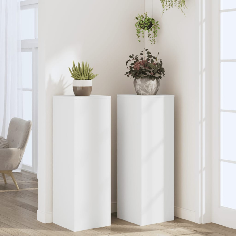 Produktbild för Växtställ 2 st vit 33x33x100 cm konstruerat trä