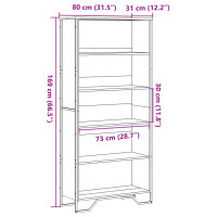 Produktbild för Bokhylla rökfärgad ek 80x31x169 cm konstruerat trä