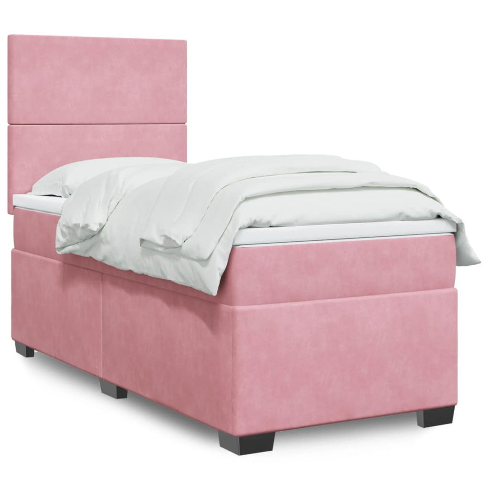 Produktbild för Ramsäng med madrass rosa 80x200 cm sammet