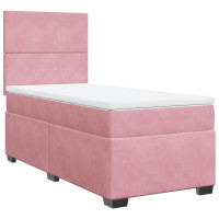 Produktbild för Ramsäng med madrass rosa 80x200 cm sammet