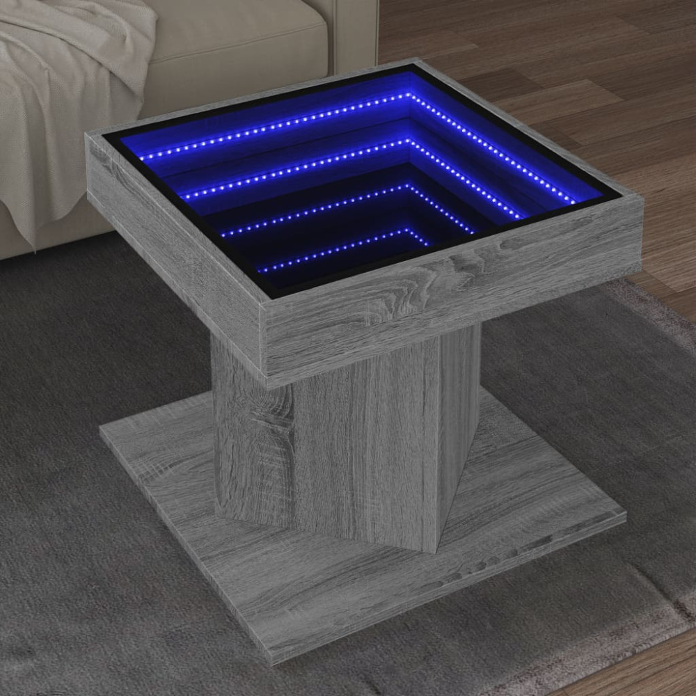 Produktbild för Soffbord med LEDs grå sonoma 50x50x45 cm konstruerat trä