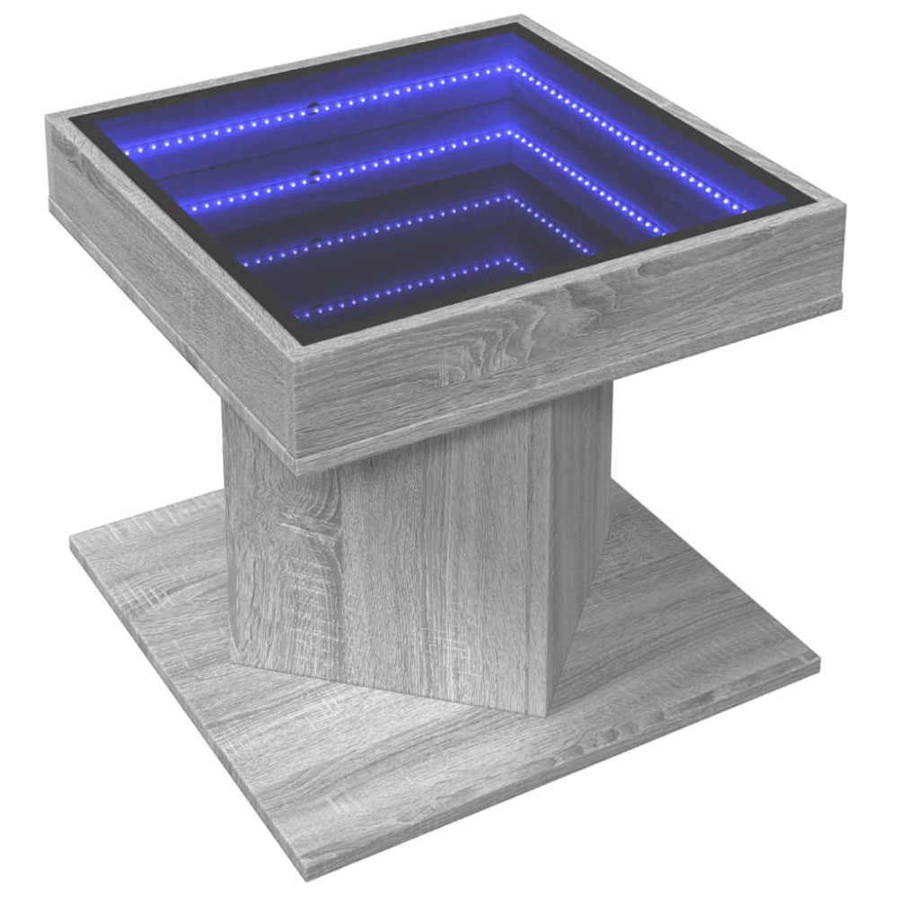 Produktbild för Soffbord med LEDs grå sonoma 50x50x45 cm konstruerat trä