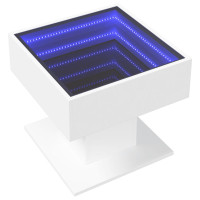 Produktbild för Soffbord med LEDs vit 50x50x45 cm konstruerat trä