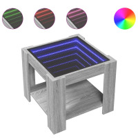 Produktbild för Soffbord med LEDs grå sonoma 53x53x45 cm konstruerat trä