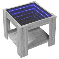 Produktbild för Soffbord med LEDs grå sonoma 53x53x45 cm konstruerat trä