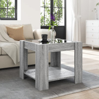 Produktbild för Soffbord med LEDs grå sonoma 53x53x45 cm konstruerat trä