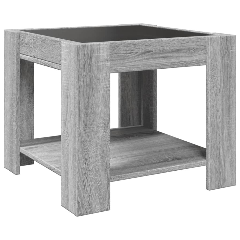 Produktbild för Soffbord med LEDs grå sonoma 53x53x45 cm konstruerat trä