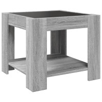Produktbild för Soffbord med LEDs grå sonoma 53x53x45 cm konstruerat trä