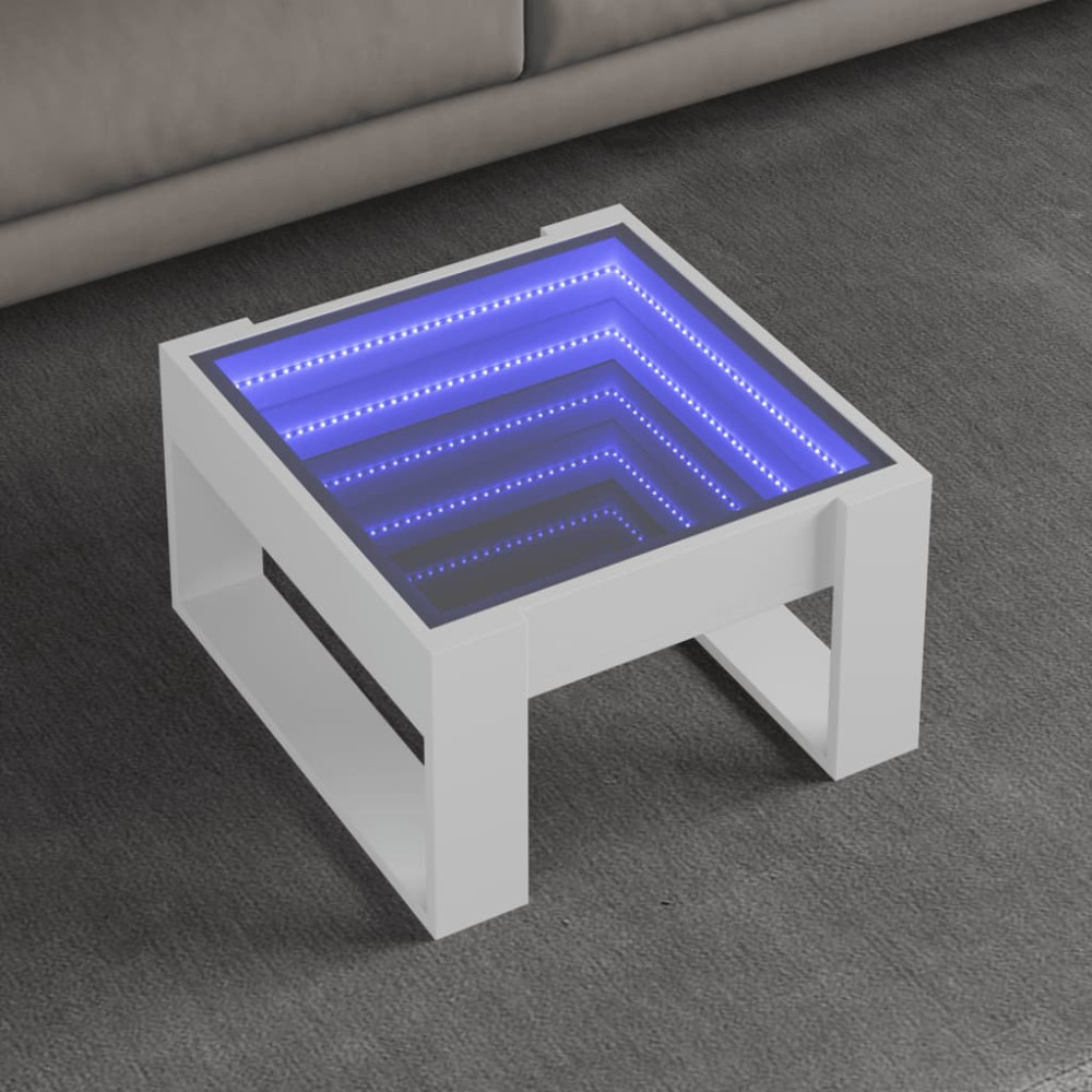 Produktbild för Soffbord med Infinity LEDs vit 50x53x30 cm