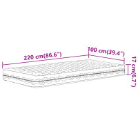 Produktbild för Skummadrass vit 100x220 cm hårdhet H2 H3