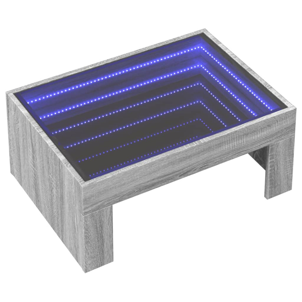 Produktbild för Soffbord med Infinity LEDs grå sonoma 70x50x30 cm