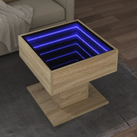 Produktbild för Soffbord med LEDs sonoma-ek 50x50x45 cm konstruerat trä