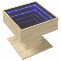 Produktbild för Soffbord med LEDs sonoma-ek 50x50x45 cm konstruerat trä