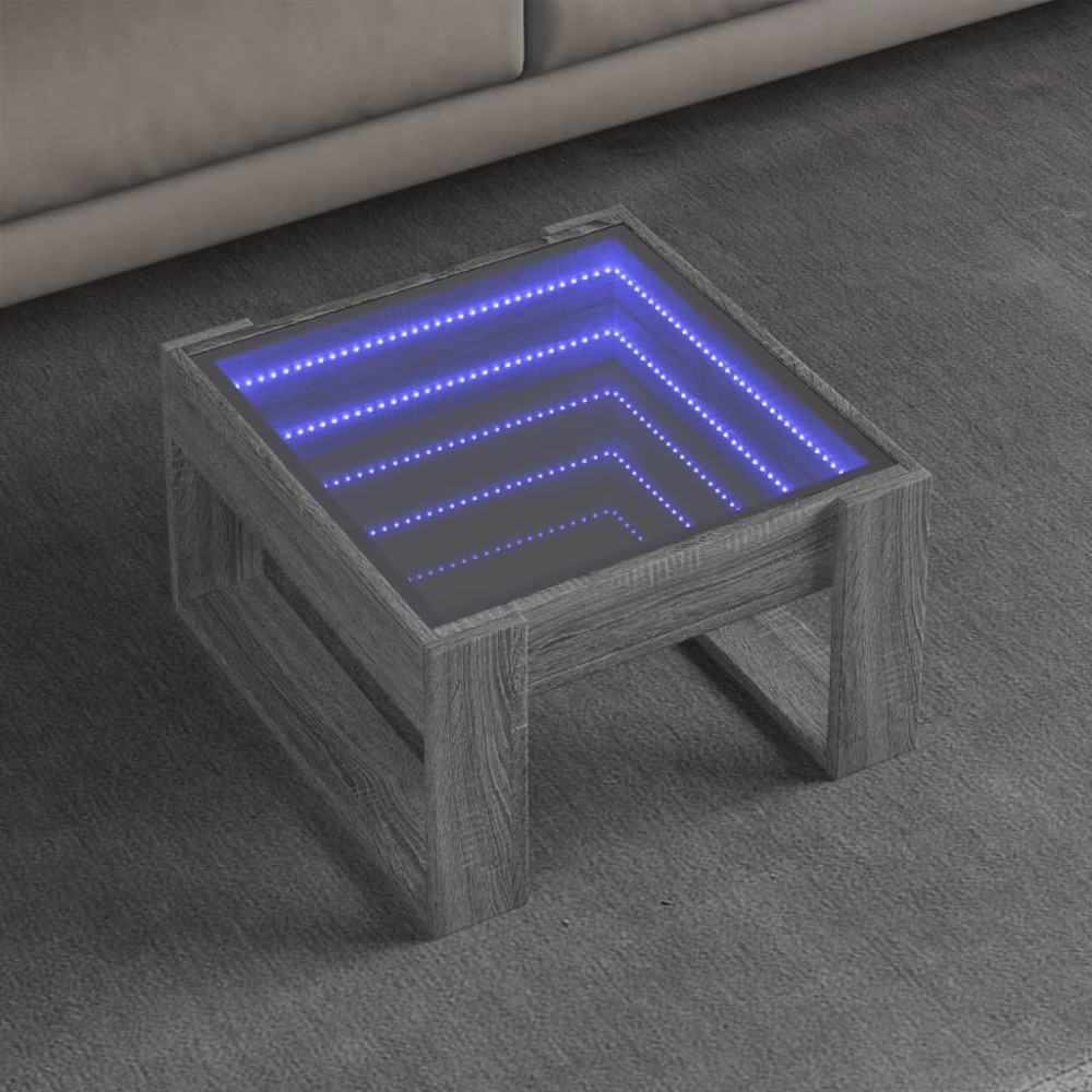 Produktbild för Soffbord med Infinity LEDs grå sonoma 50x53x30 cm