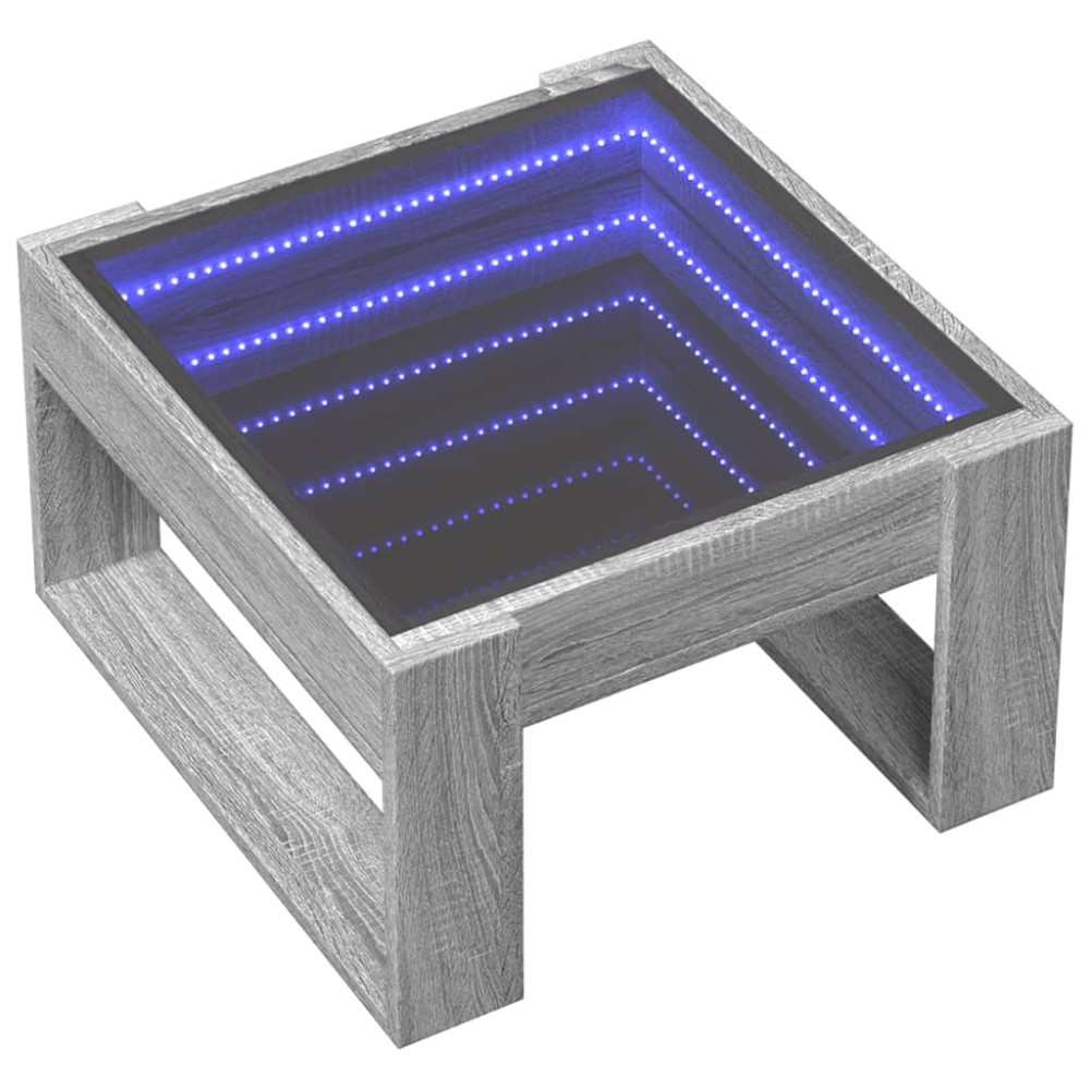 Produktbild för Soffbord med Infinity LEDs grå sonoma 50x53x30 cm
