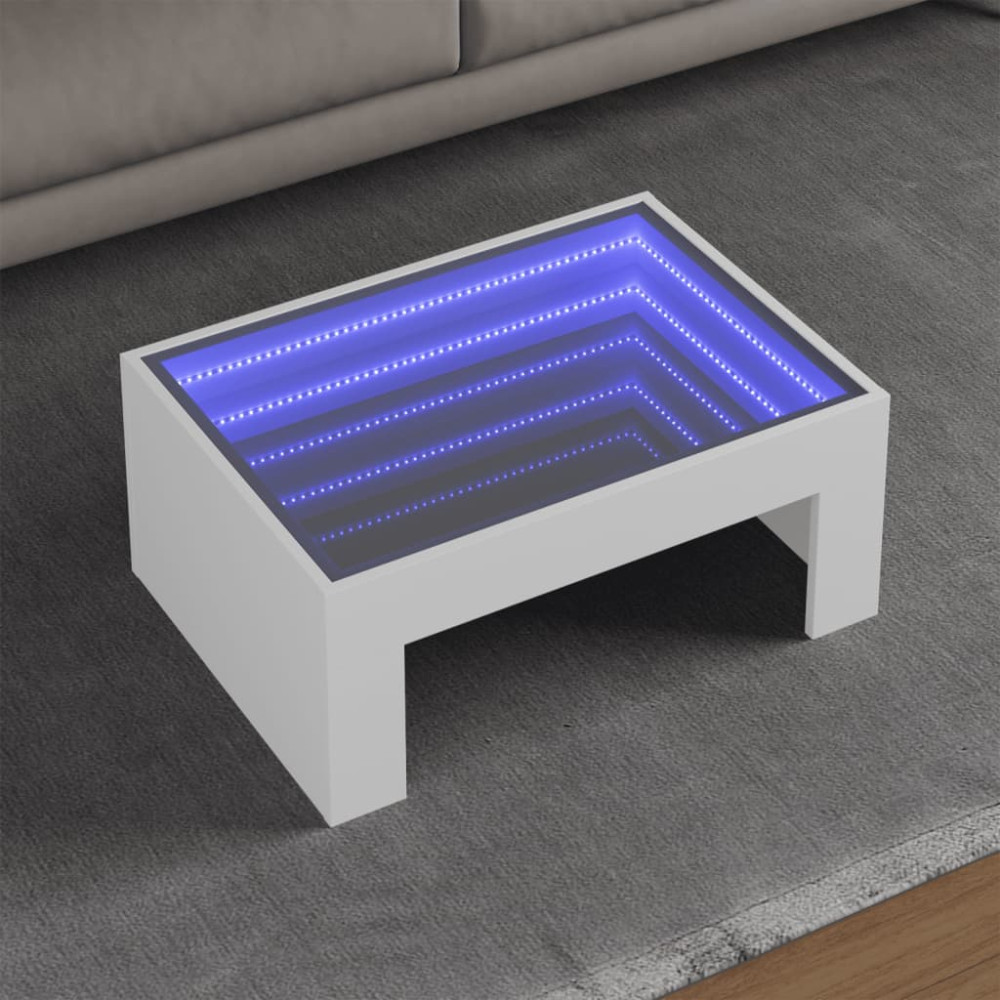 Produktbild för Soffbord med Infinity LEDs vit 70x50x30 cm
