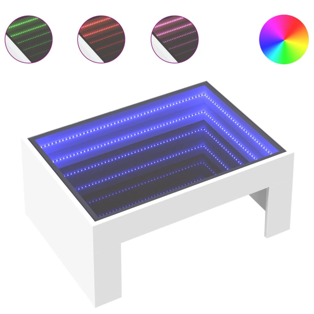 Produktbild för Soffbord med Infinity LEDs vit 70x50x30 cm