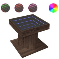 Produktbild för Soffbord med LEDs brun ek 50x50x45 cm konstruerat trä