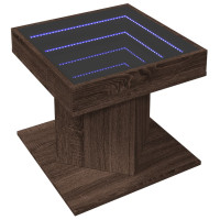 Produktbild för Soffbord med LEDs brun ek 50x50x45 cm konstruerat trä