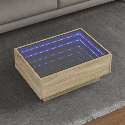 vidaXL Soffbord med LEDs sonoma-ek 70x50x30 cm konstruerat trä