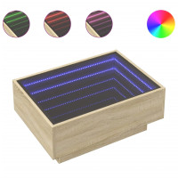 Produktbild för Soffbord med LEDs sonoma-ek 70x50x30 cm konstruerat trä