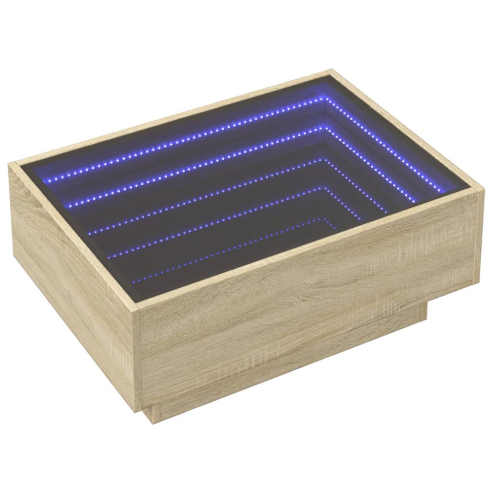 Produktbild för Soffbord med LEDs sonoma-ek 70x50x30 cm konstruerat trä