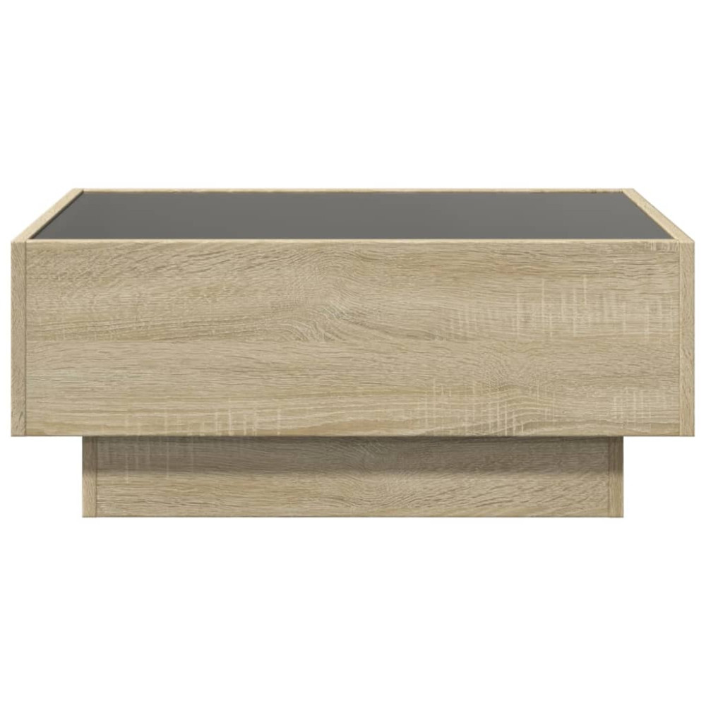 Produktbild för Soffbord med LEDs sonoma-ek 70x50x30 cm konstruerat trä
