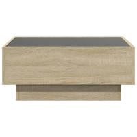 Produktbild för Soffbord med LEDs sonoma-ek 70x50x30 cm konstruerat trä
